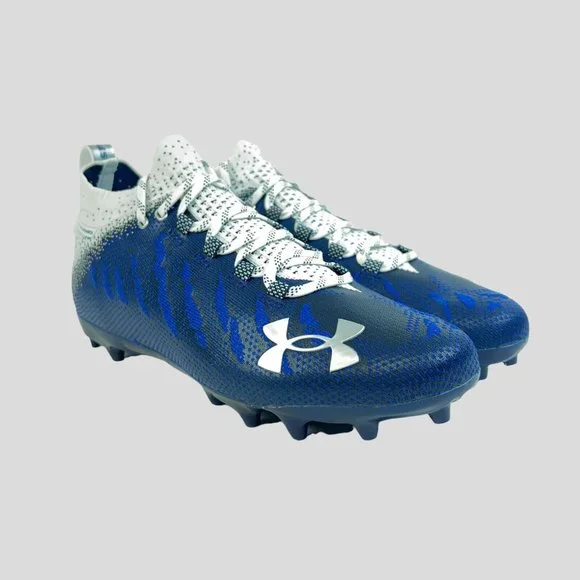Under Armour Spotlight Lux Navy Royal Blue White Football Cleat 3022654-401 Mens Under Armour Spotlight Light Blue Football Threadlock Cleats  main image 3